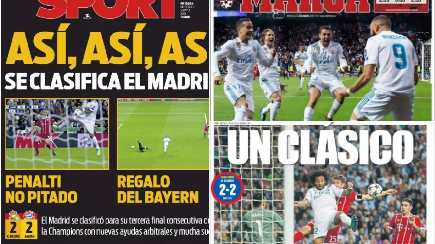Portadas de la prensa con el pase del Real Madrid a la final de Kiev Portadas de la prensa con el pase del Real Madrid a la final de Kiev