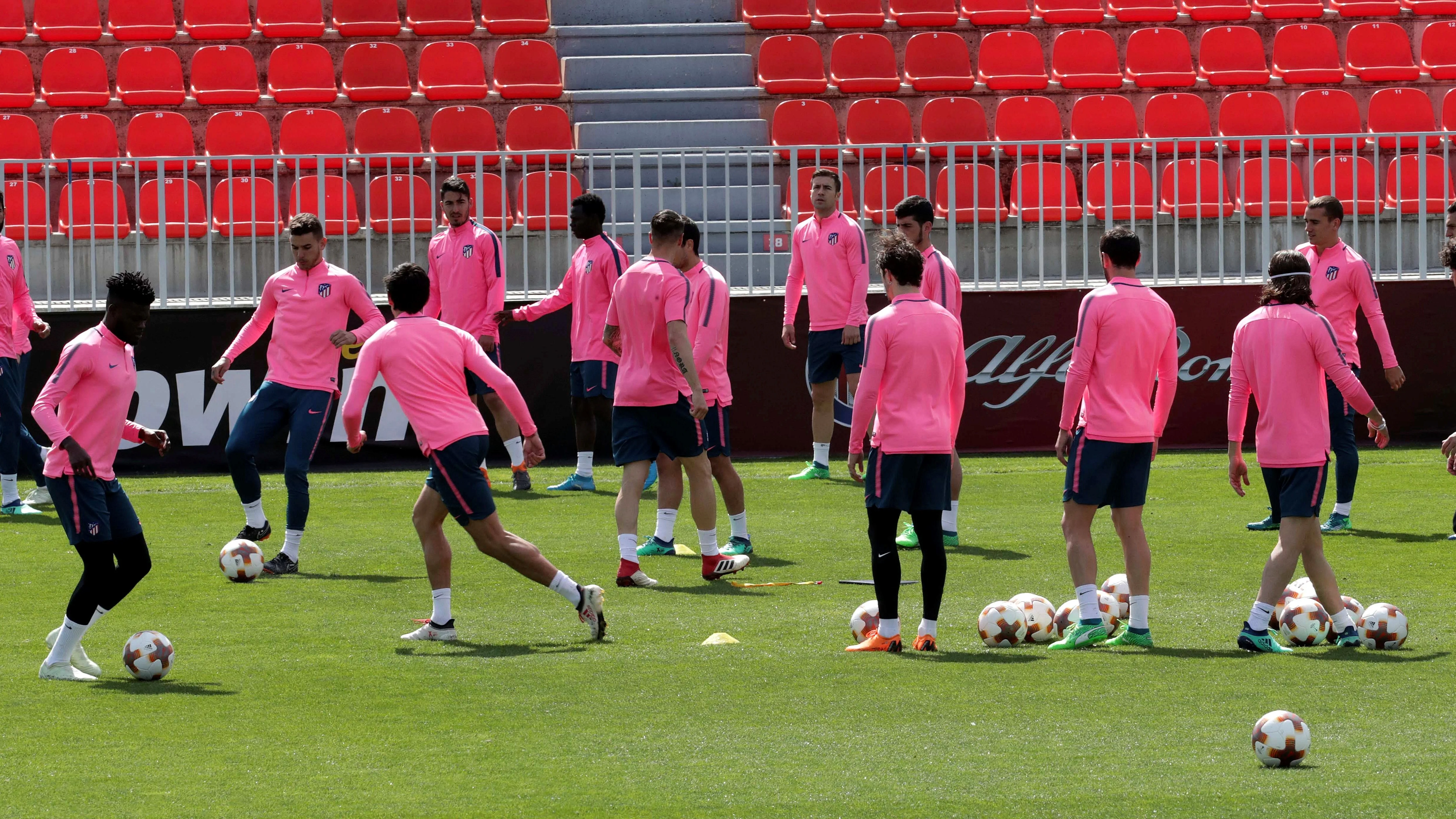 Entrenamiento del Atlético de Madrid en el Cerro del Espino, en Majadahonda