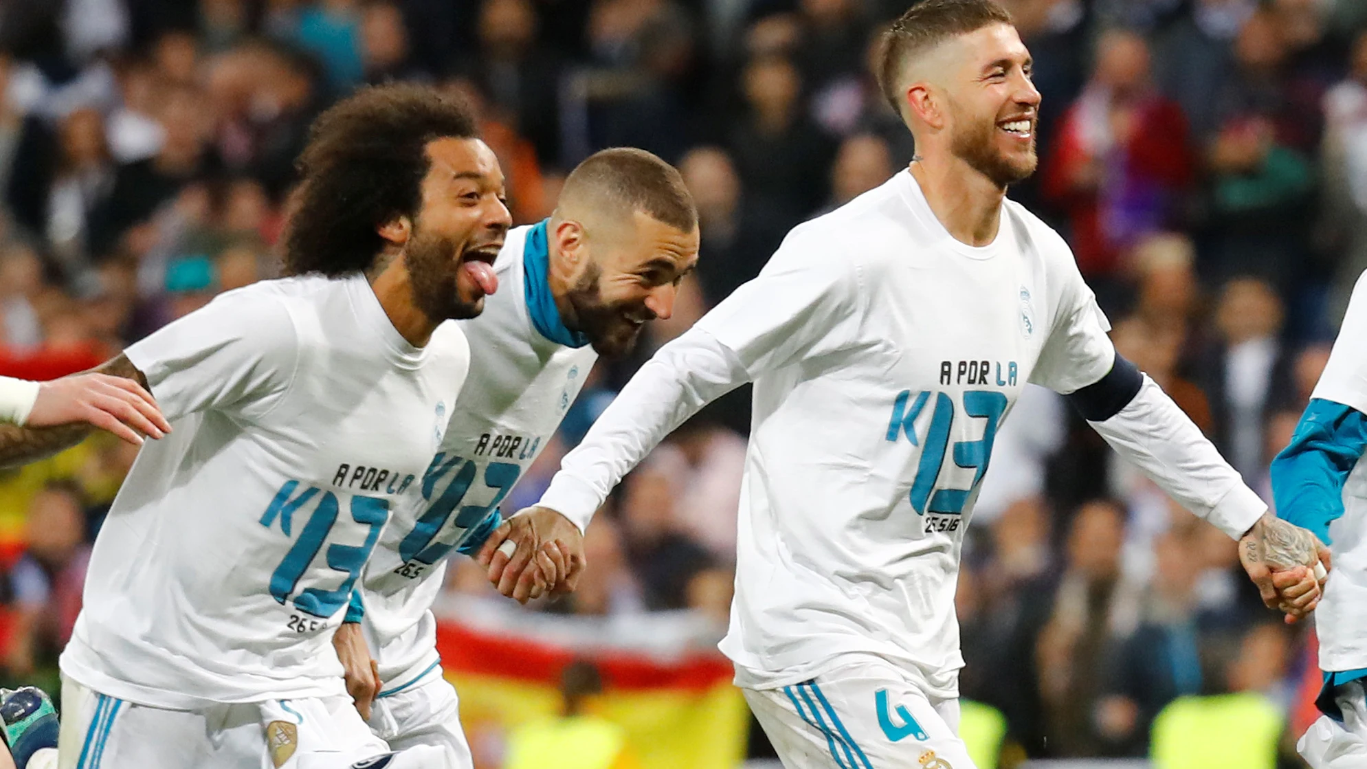 Marcelo, Benzema y Ramos celebran el pase a la final