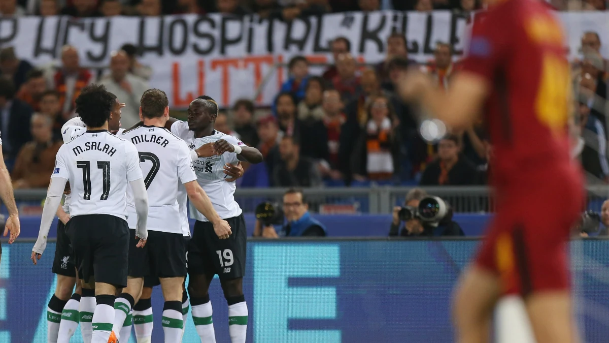 El Liverpool celebra un gol ante la Roma