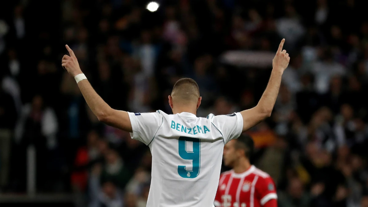 Benzema celebra un gol ante el Bayern