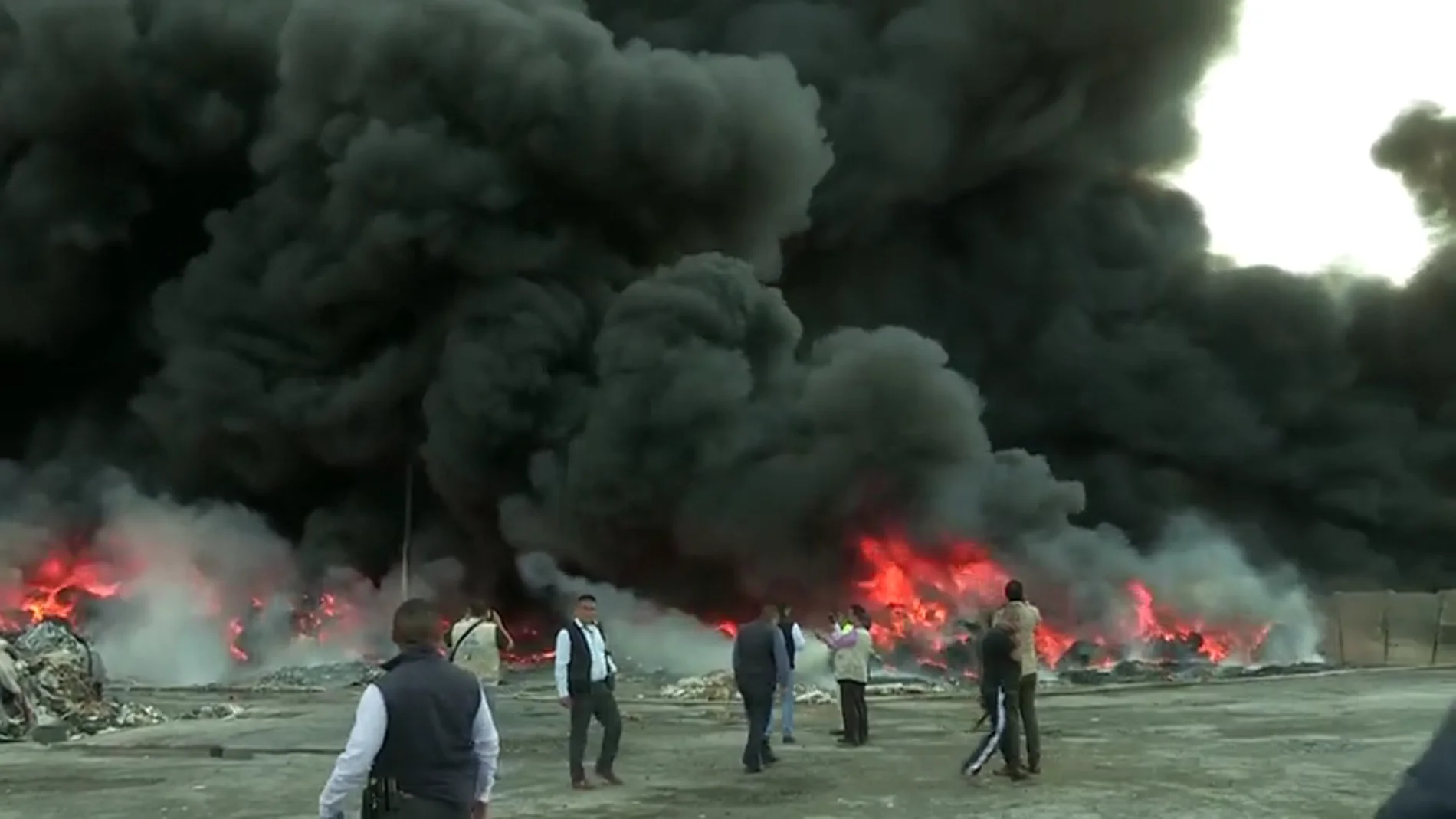 Incendio en una planta de reciclaje en Ciudad Juárez en México