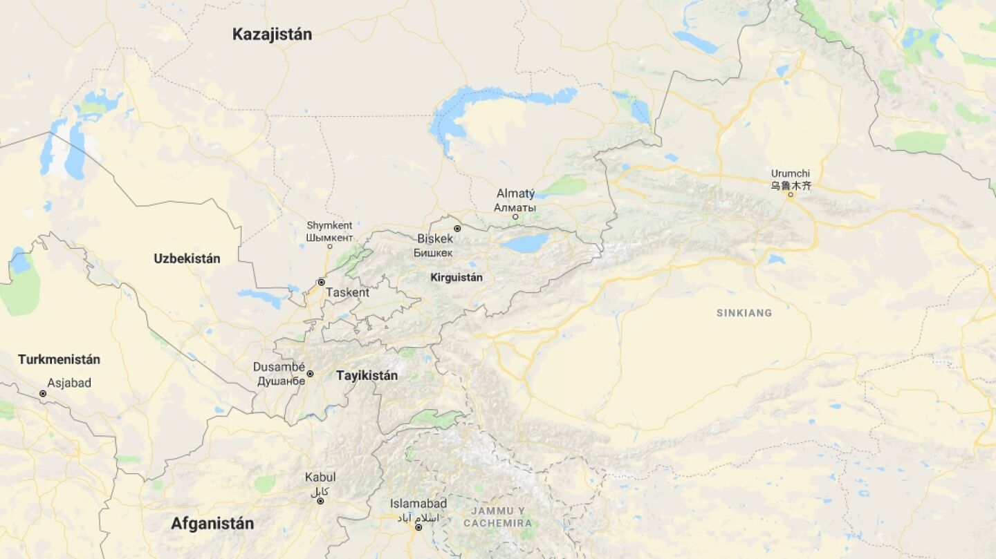 Kirguist&aacute;n, Pa&iacute;s de Asia Central, situado en el mapa