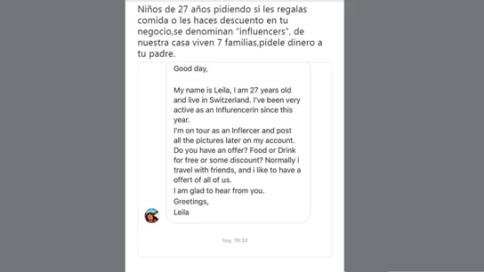 Respuesta de un restaurante a una 'influencer' Respuesta de un restaurante a una 'influencer'