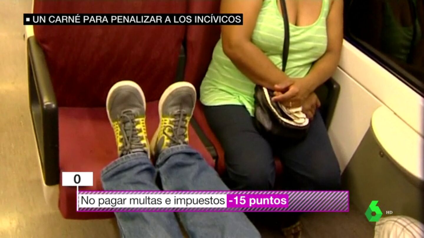 Alguien apoyando los pies en el asiento del tren