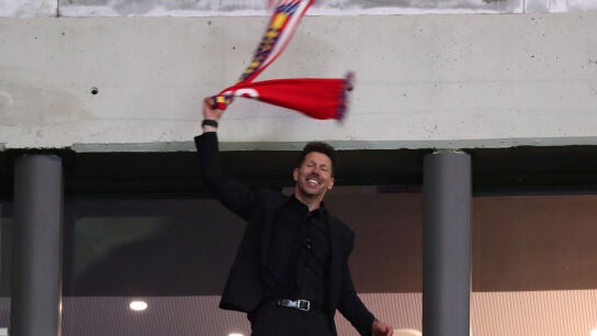 Simeone celebra el pase a la final de la Europa League del Atl&eacute;tico de Madrid