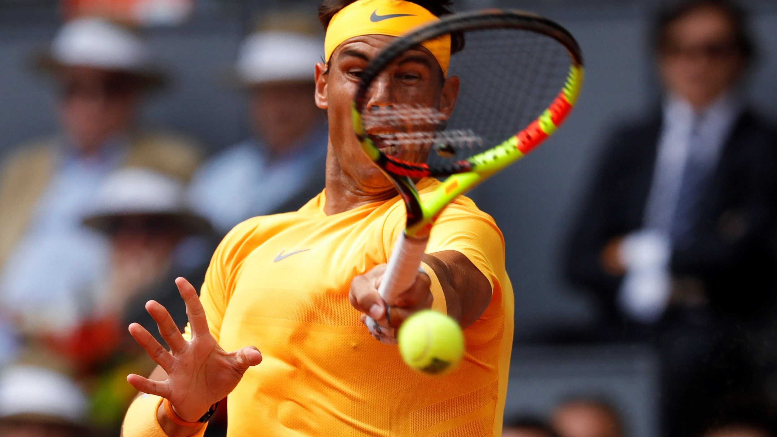 Rafa Nadal, en acción ante Gael Monfils