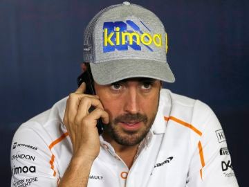 Fernando Alonso, en una rueda de prensa en Montmeló Fernando Alonso, en una rueda de prensa en Montmeló