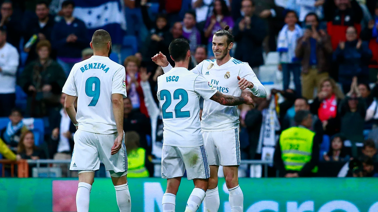 Bale celebra su gol en el Bernabéu Bale celebra su gol en el Bernabéu