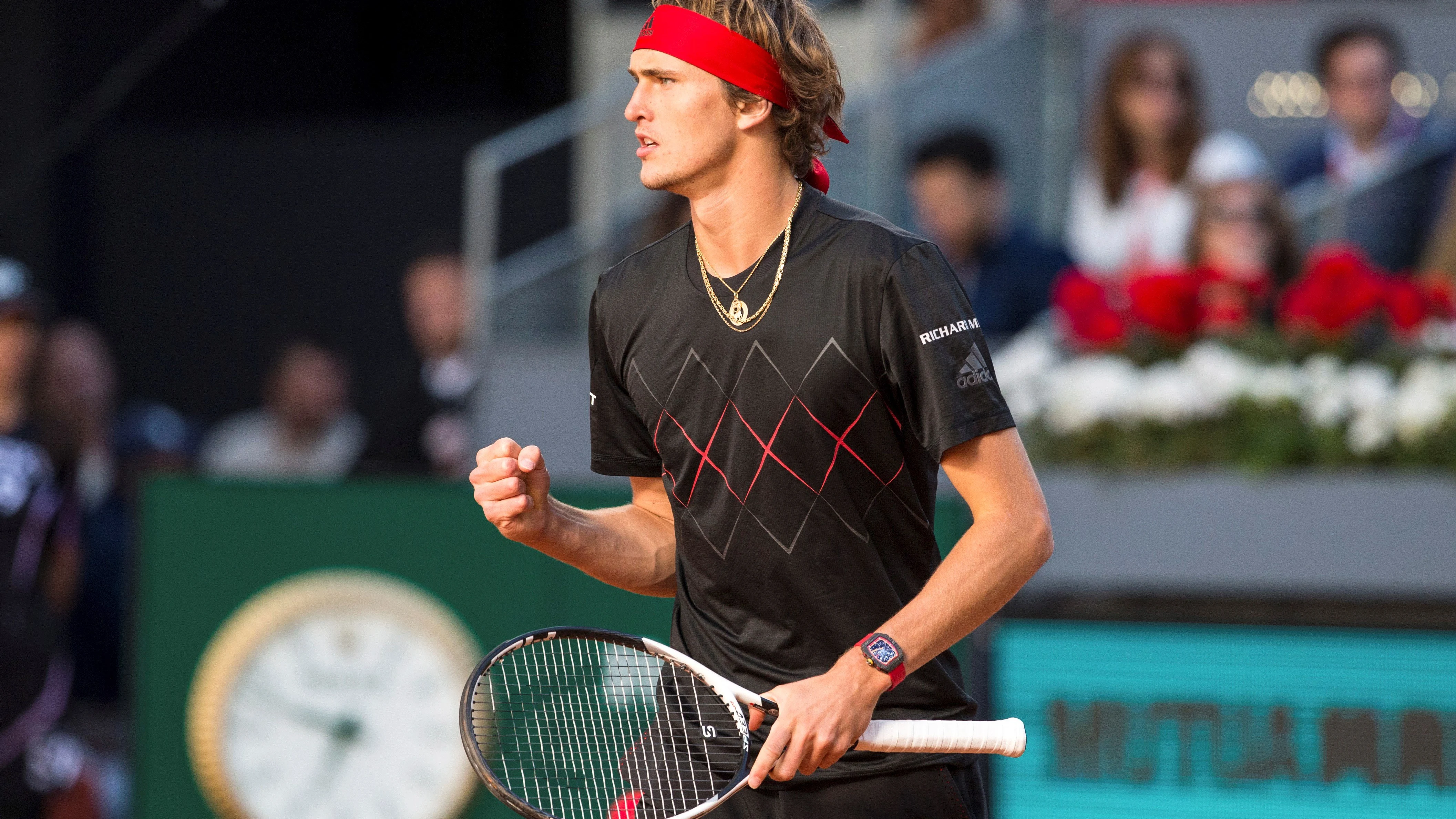 Alexander Zverev celebra un punto ante Thiem