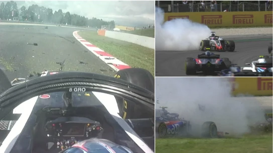 El accidente de Grosjean en el GP de España El accidente de Grosjean en el GP de España