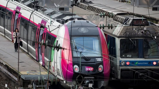 Una pasajera camina por un andén de la estación de ferrocarril de Gare Saint Lazare durante una nueva jornada de huelga en París Una pasajera camina por un andén de la estación de ferrocarril de Gare Saint Lazare durante una nueva jornada de huelga en París