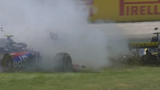 El accidente provocado por Grosjean en la curva 3 del GP de España El accidente provocado por Grosjean en la curva 3 del GP de España