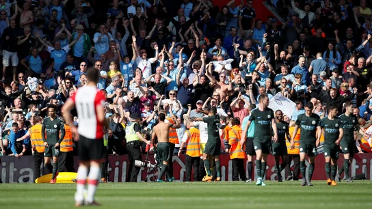 Los jugadores del Manchester City celebran el gol de Gabriel Jesus Los jugadores del Manchester City celebran el gol de Gabriel Jesus