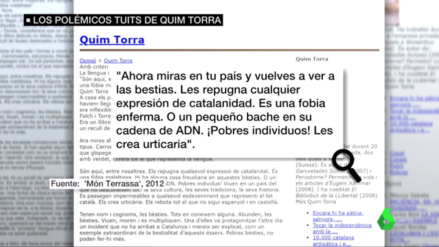 Ataques a Espa&ntilde;a, Andaluc&iacute;a, el castellano... estos son los pol&eacute;micos art&iacute;culos de opini&oacute;n del president Quim Torra: 