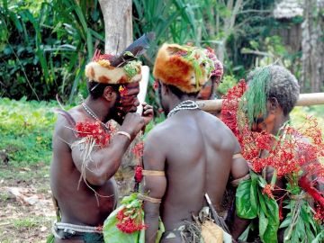 Miembros de una tribu indígena en Papúa Nueva Guinea Miembros de una tribu indígena en Papúa Nueva Guinea