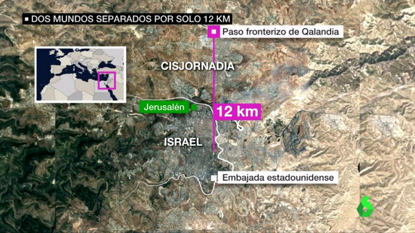 12 kil&oacute;metros separaban la inauguraci&oacute;n de la embajada de Estados Unidos en Israel de la masacre de 60 palestinos en Gaza
