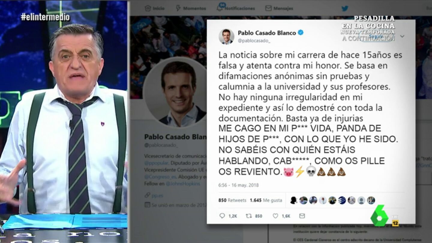 'Verdadero' tuit de Pablo Casado sobre su carrera