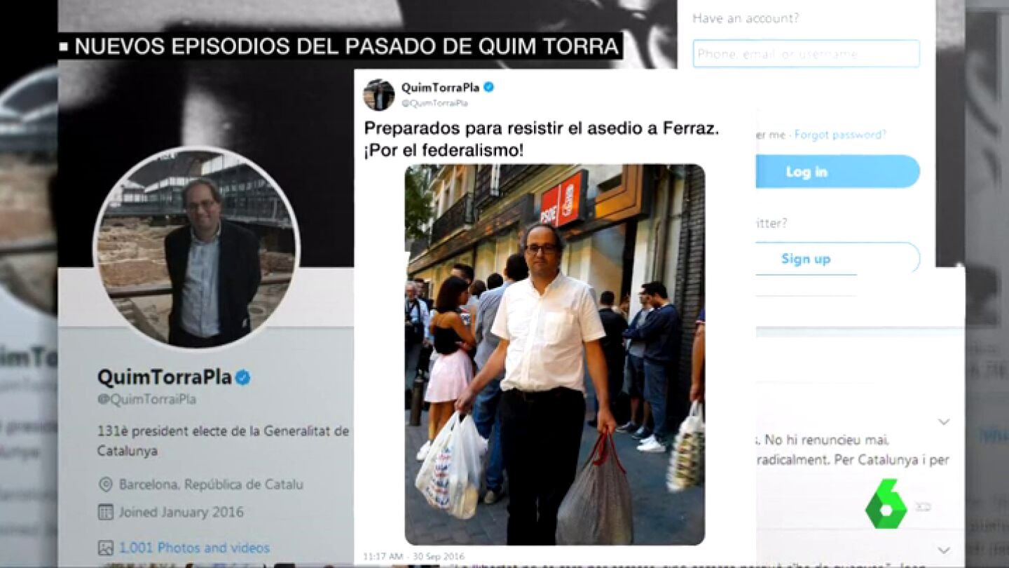 Quim Torra haci&eacute;ndose pasar por militante del PSOE