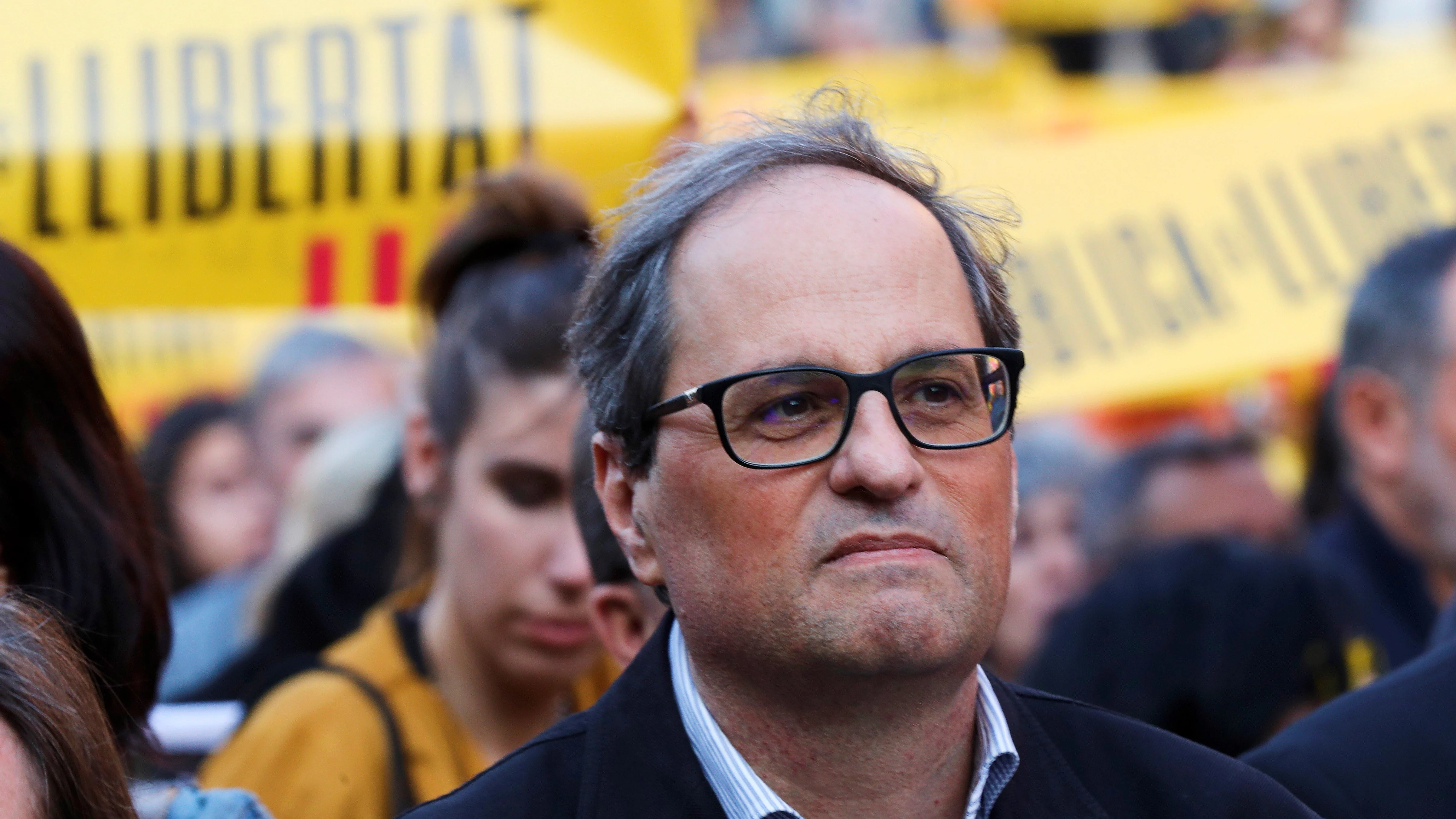 El presidente de la Generalitat, Quim Torra, durante una concentración.