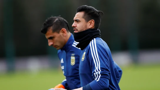 Sergio Romero, en un entrenamiento de la selección argentina Sergio Romero, en un entrenamiento de la selección argentina