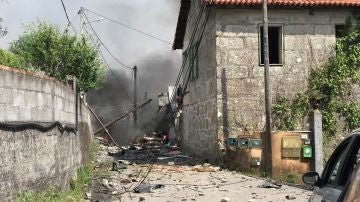 Una casa derruida por la explosión en Tui