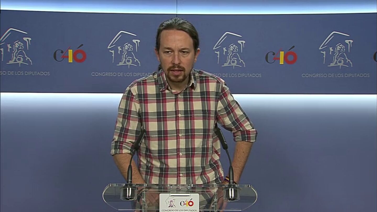 Iglesias llama a la oposici&oacute;n a unirse en una moci&oacute;n de censura y anuncia que apoyar&iacute;a a Pedro S&aacute;nchez tras conocerse la sentencia del caso G&uuml;rtel