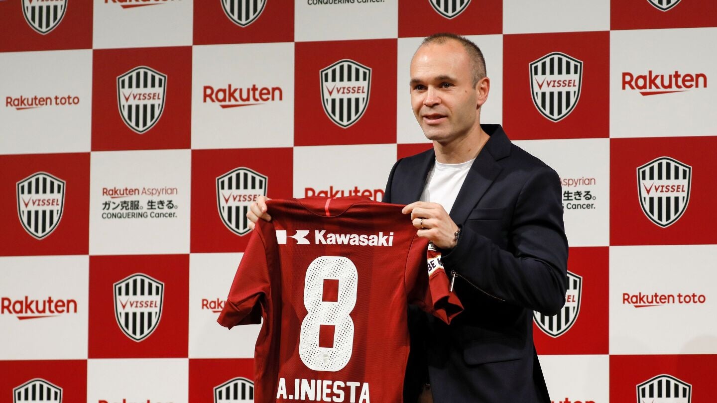 Andr&eacute;s Iniesta, en su presentaci&oacute;n con el Vissel Kobe