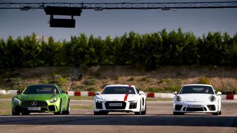 Mercedes Amg GT-R, Audi R8 RWS y Porsche 911 GT3 Mercedes Amg GT-R, Audi R8 RWS y Porsche 911 GT3