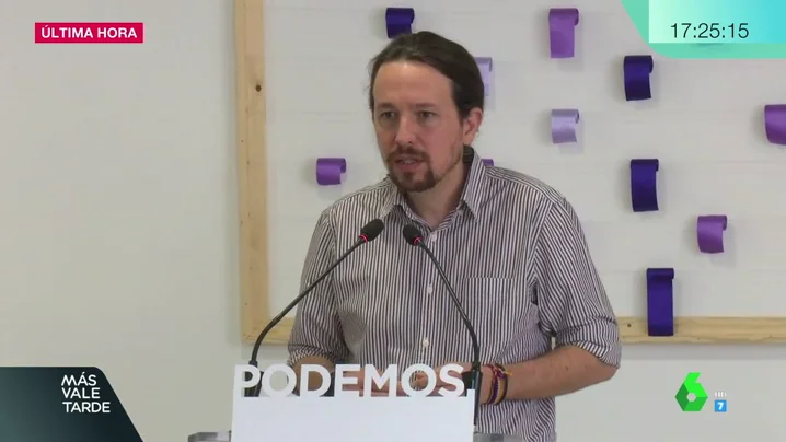 Pablo Iglesias en la sede de Podemos