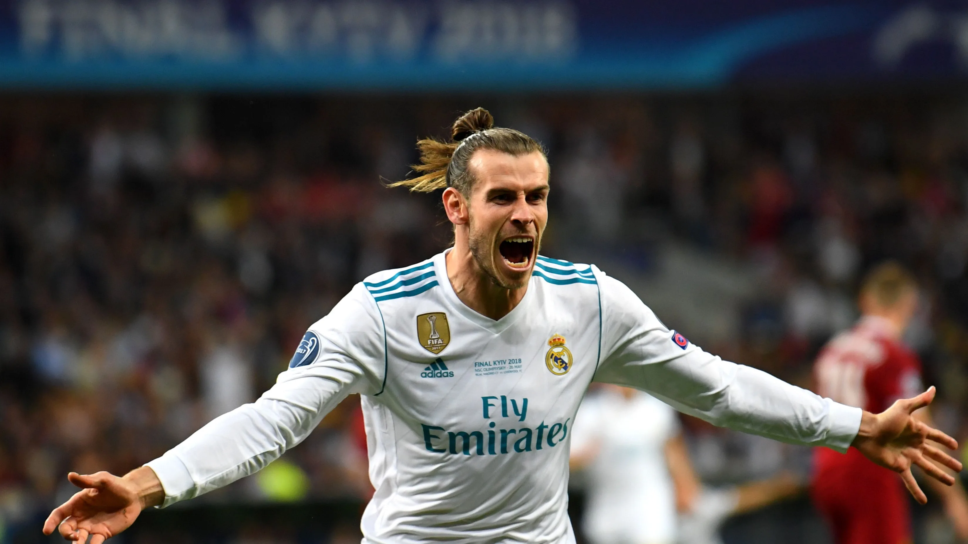 Gareth Bale celebrando el 2-1 