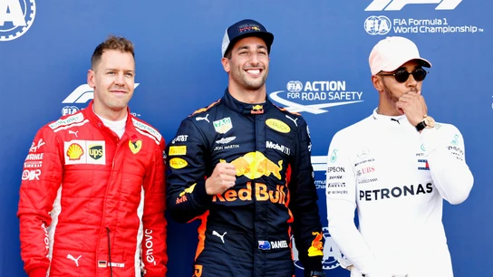 Daniel Ricciardo, con Vettel y Hamilton Daniel Ricciardo, con Vettel y Hamilton