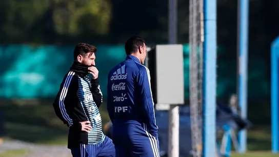 Leo Messi, en un entrenamiento de la selección argentina Leo Messi, en un entrenamiento de la selección argentina