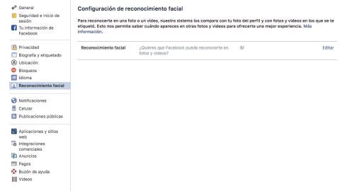 Cómo cancelar el Reconocimiento Facial en Facebook