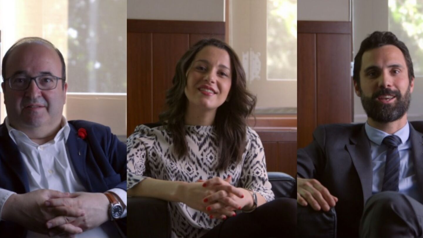 Miquel Iceta, In&eacute;s Arrimadas y Roger Torrent