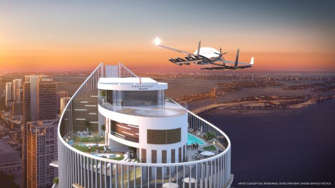 Un nuevo rascacielos en Miami se prepara para recibir a los “coches voladores” 