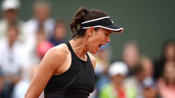 Muguruza celebra un punto contra Kuznetsova