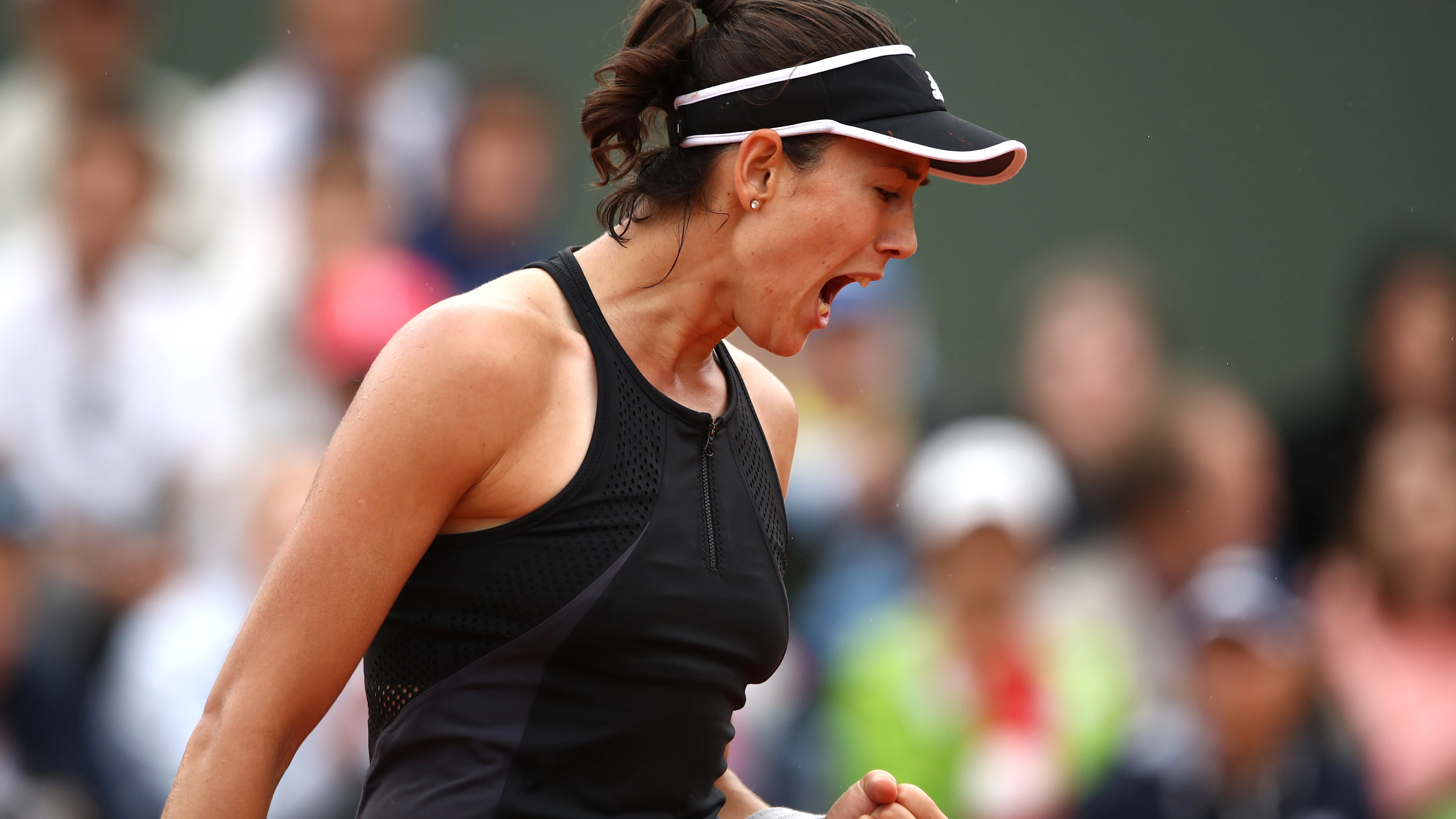 Muguruza celebra un punto contra Kuznetsova Muguruza celebra un punto contra Kuznetsova