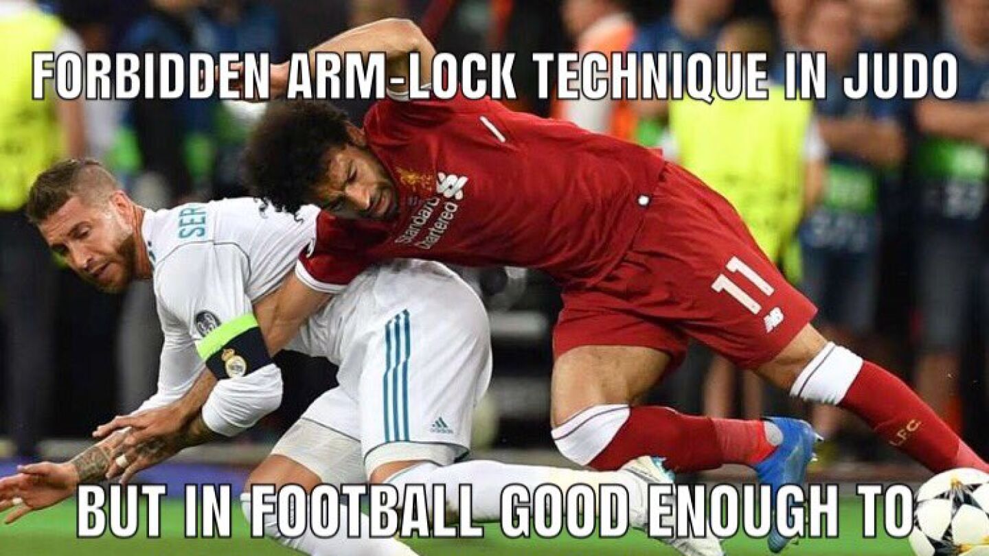'Meme' de la acci&oacute;n de Sergio Ramos con Salah