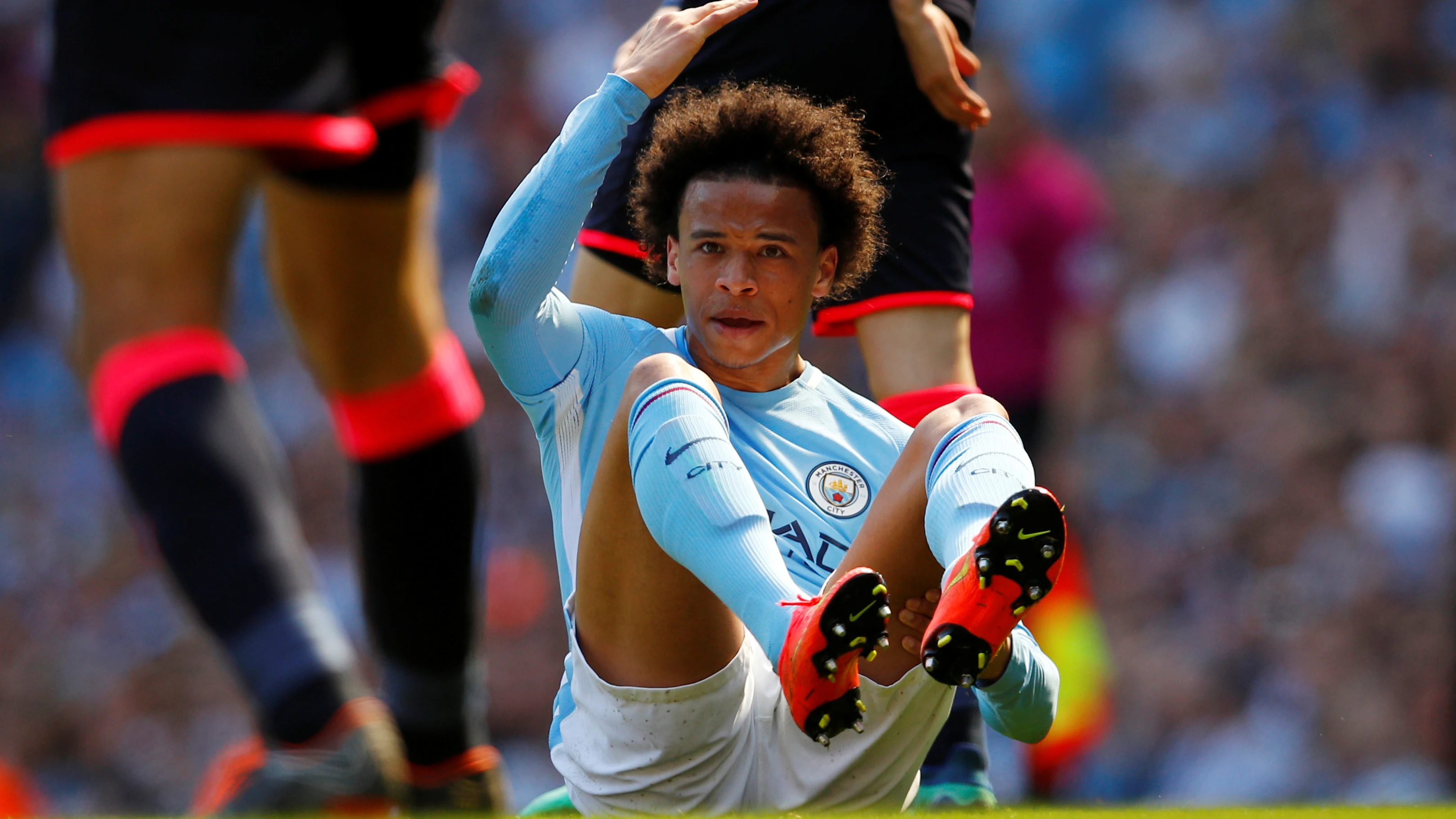 Sané, durante un partido con el Manchester City