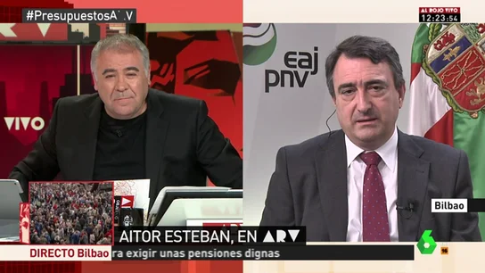 <p>Aitor Esteban, sobre un Gobierno con 84 diputados: "Ibarretxe ganó con gran diferencia y el PP apoyó al PSE"</p> <p>Aitor Esteban, sobre un Gobierno con 84 diputados: "Ibarretxe ganó con gran diferencia y el PP apoyó al PSE"</p>