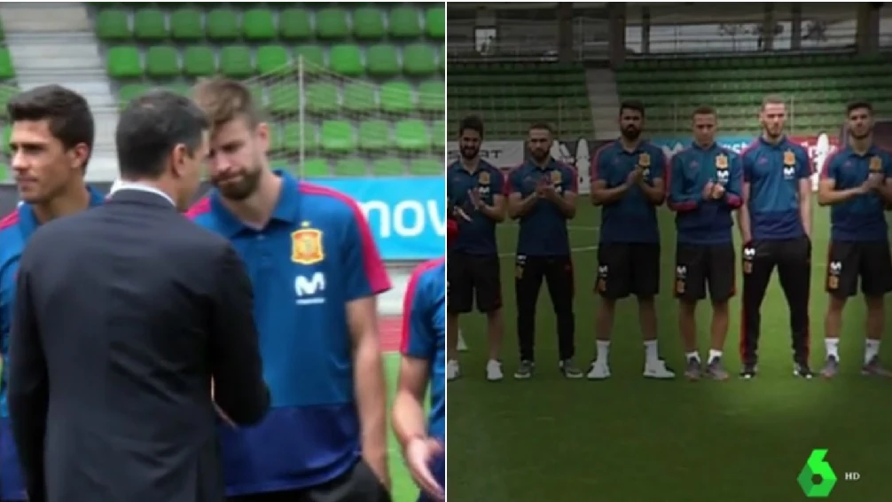 Piqué y De Gea, en la visita de Pedro a Las Rozas