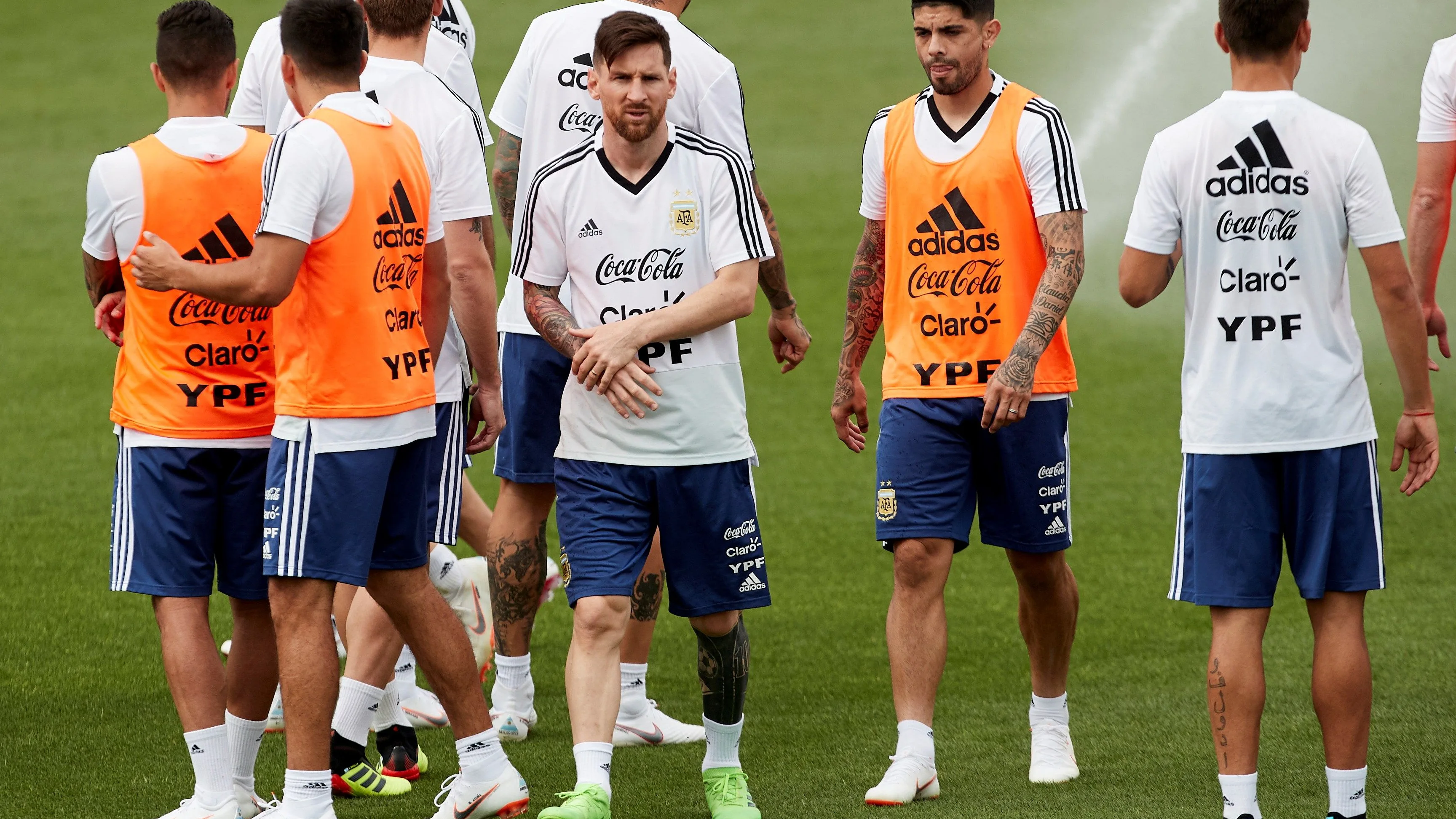 Leo Messi, en el entrenamiento de Argentina en Barcelona