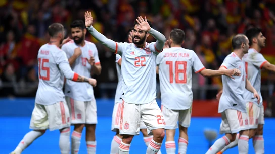 Isco celebra un gol con la selección española Isco celebra un gol con la selección española