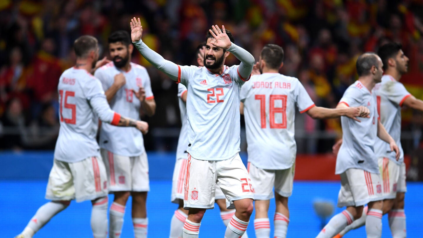 Isco celebra un gol con la selecci&oacute;n espa&ntilde;ola