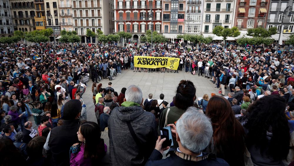 Manifestación en Pamplona por las detenciones e ingreso en prisión de cuatro de los condenados por la agresión a dos guardias civiles y sus parejas en Alsasua