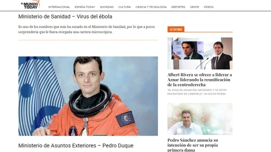 El astronauta Pedro Duque, en una noticia de El Mundo Today El astronauta Pedro Duque, en una noticia de El Mundo Today