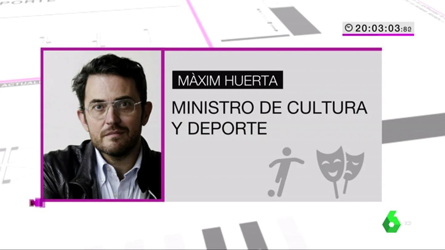<p>laSexta habla con Màxim Huerta tras ser elegido ministro: "Con orgullo de que vuelva Cultura por fin"</p> <p>laSexta habla con Màxim Huerta tras ser elegido ministro: "Con orgullo de que vuelva Cultura por fin"</p>