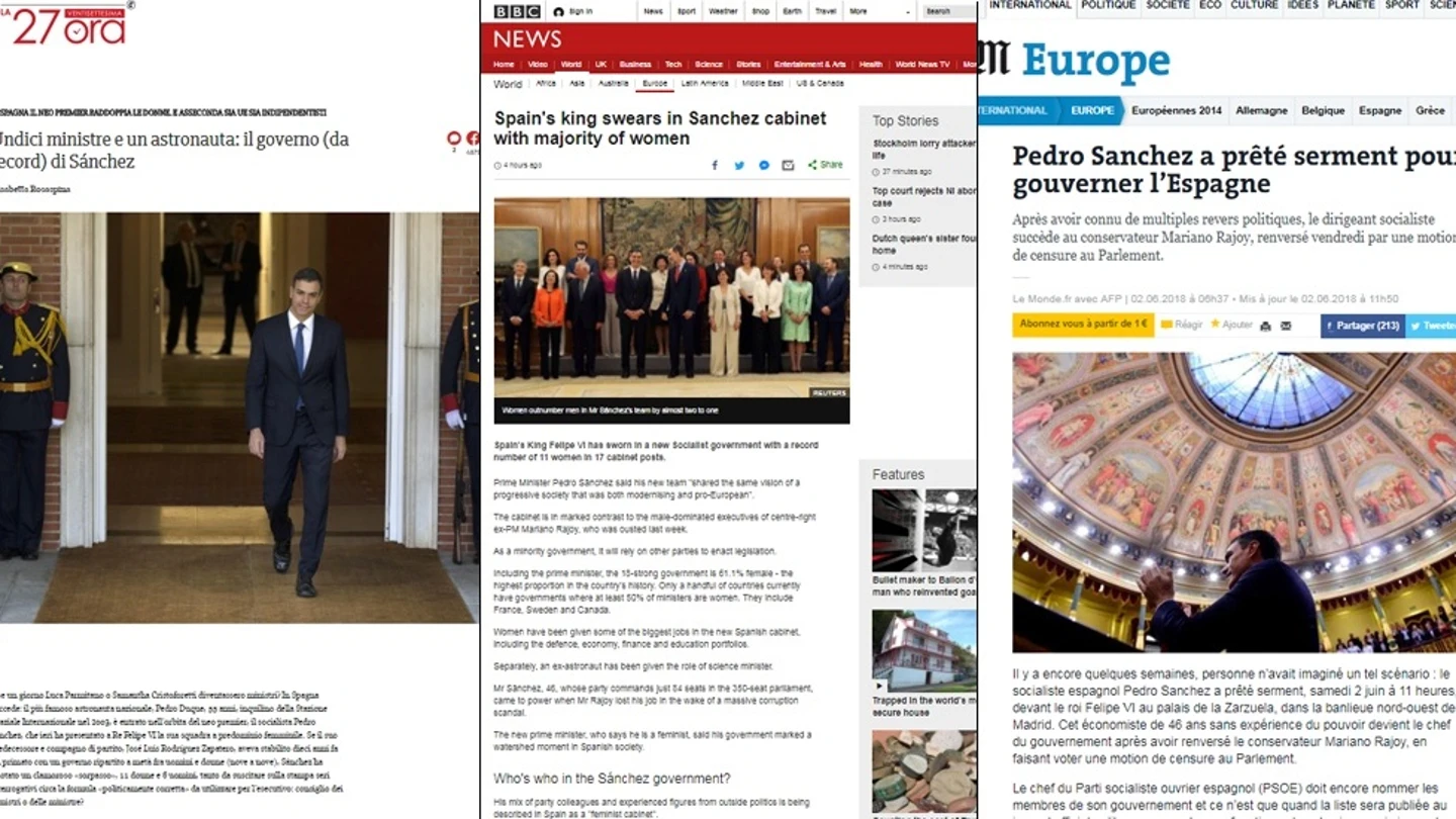 Las portadas internacionales hablando de Pedro Sánchez Las portadas internacionales hablando de Pedro Sánchez