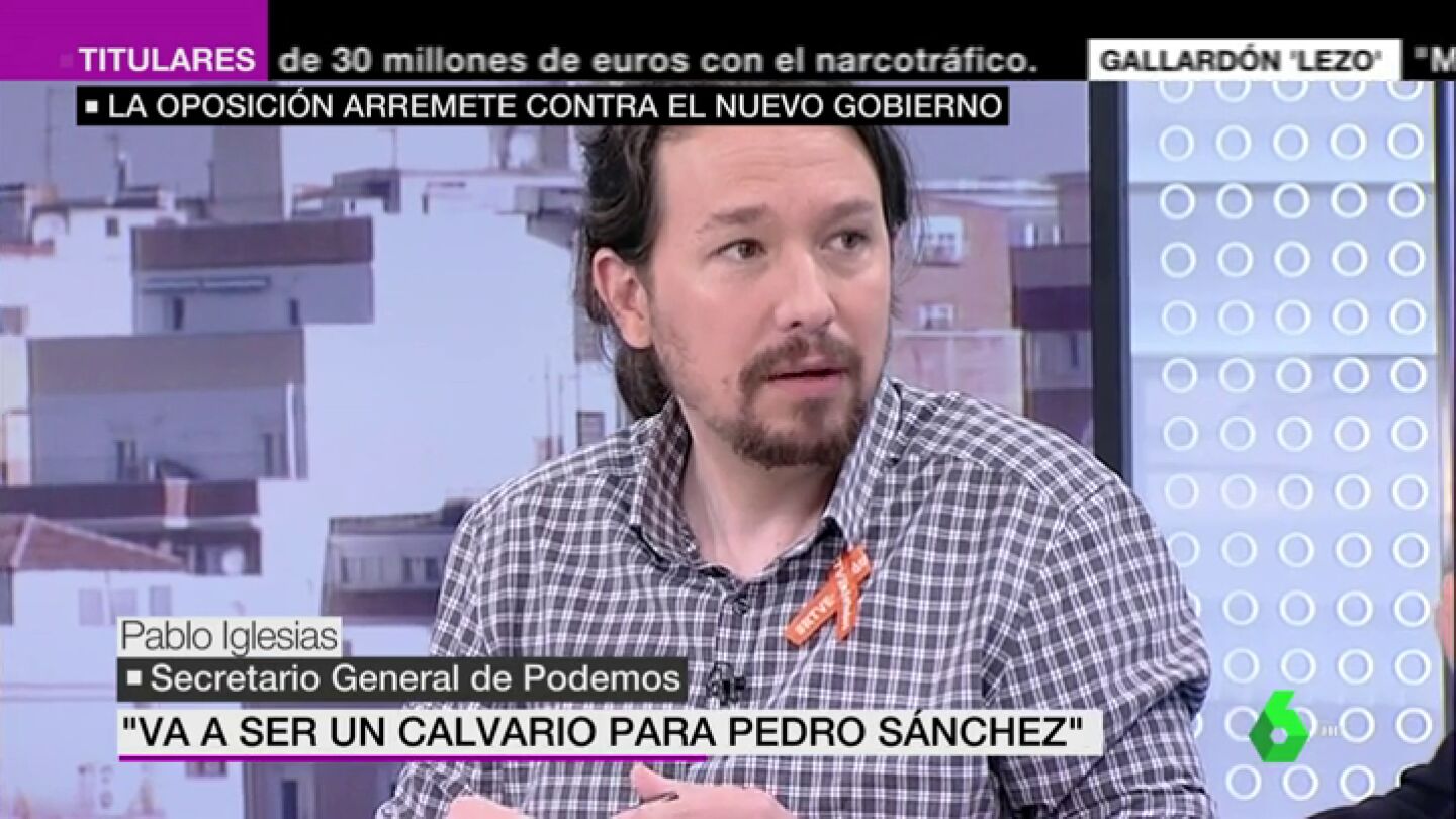 Pablo Iglesias critica el Gobierno "d&eacute;bil" y con ministros "que gustan" a PP y Ciudadanos y augura a S&aacute;nchez "un calvario"